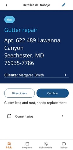 Record time in the ClockShark Mobile app (Español) 7