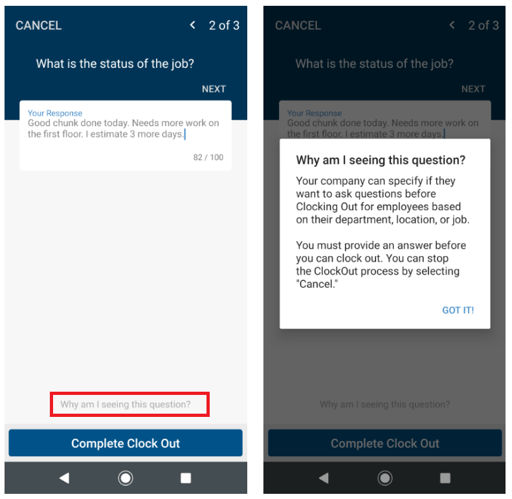 A mobile guide to clock out questions - 1