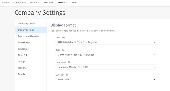 How to Adjust Date and Time Format Displays in ClockShark