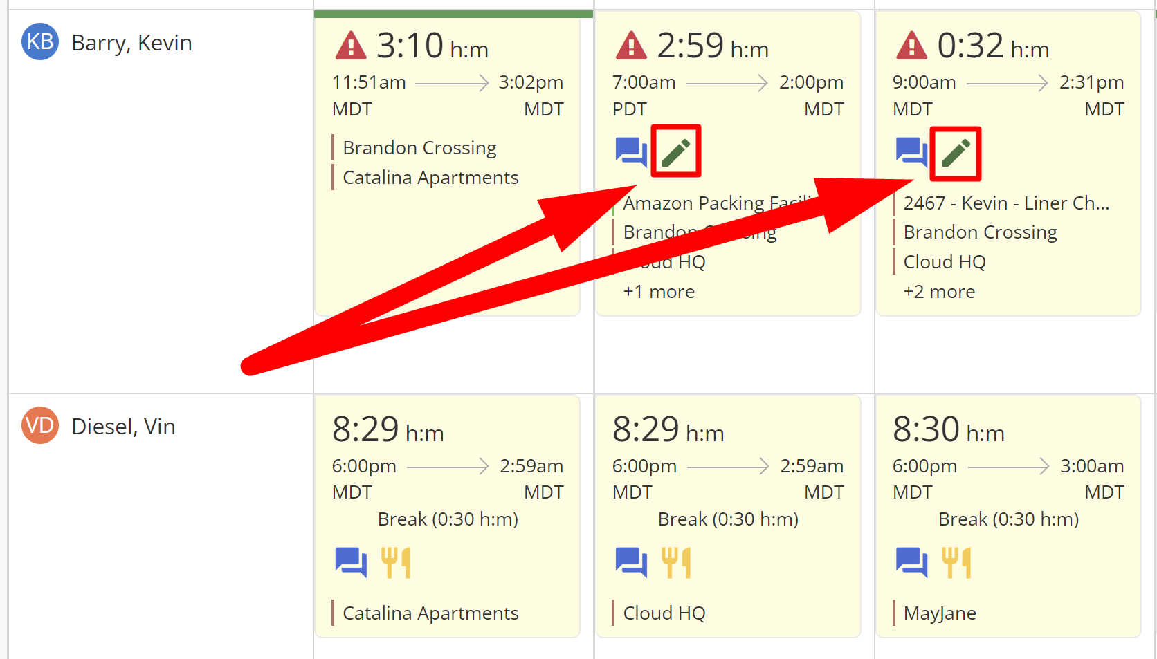 Resolve Timecard Exceptions - Hourly Timecard